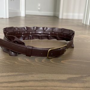 Burgundy ruffle faux leather belt. Size small